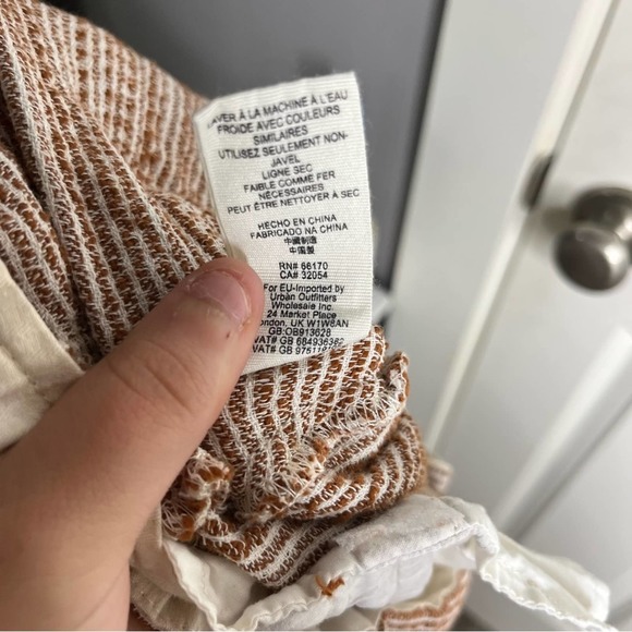 Free People Caraway Light At Sunrise Striped Linen Belt Crop Pants Size 12 - Picture 7 of 8